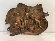 Antique Putto Angel Musicians Rococo Metal Wall Hanging Wall Plaque picture
