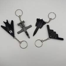 Flexible Military Jet Keychains (4-Pack) A-10, SR-71 Blackbird, F-117, B2 Bomber picture