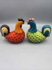 2 Vintage Rooster Chicken Figurines Ardco, Fine Quality Dallas Japan Kitsch picture