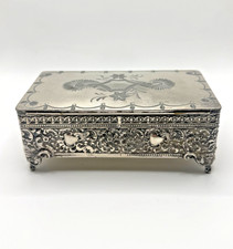 Antique Barbour Silver Co Quadruple Plate Victorian Jewellery Trinket Box picture