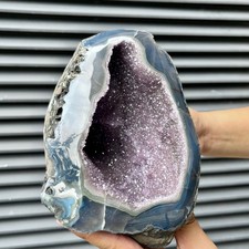 10.1 lb Purple Amethyst Crystal Geode Cave Druzy Mineral Specimen Tranquil Decor picture