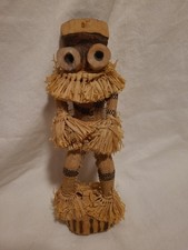 Vintage African Pende Minganji Wood & Woven Raffia Spirit Dancer Figure DRC Mask picture