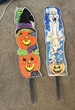 Vintage Impact Plastics Halloween Yard Signs 1999 Jack O Lantern & 2000 Casper picture