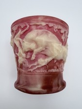 Pink Incolay Stone Rodeo Tumbler Drinking Glass Sleeve 4” Hollywood Regency VNTG picture