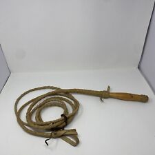 Vintage 12Ft Bull Whip Braided Leather Swivel Handle Bullwhip. Handle Spins picture