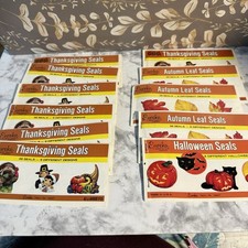 Vintage 1970's Eureka Thanksgiving Halloween Autumn Leaves Stickers Seals READ￼￼ picture