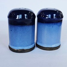 Vintage Blue Ombre Ceramic Salt and Pepper Shakers Set Mid Century Modern Decor picture