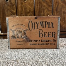 Vintage Olympia Beer Brewing Its The Water Wooden Crate Box Tumwater Box picture