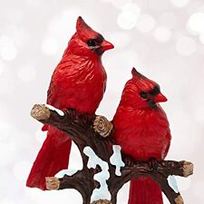 Cardinal Figurine - 2 Red Christmas Cardinals Sitting on a Snowy Tree Branch picture