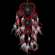 Large Handmade Dream Catcher Feathers Hanging Dreamcatcher Red Wall Decor DIY picture
