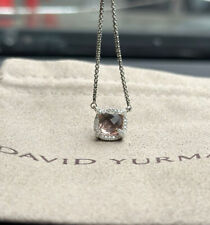 David Yurman Sterling Silver Chatelaine 7mm Morganite Pendant & Diamond Necklace picture