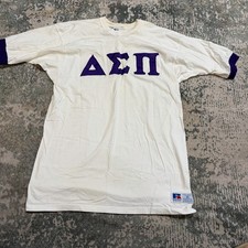 VTG 80s Russell Athletic Delta Sigma Pi Ringer Jersey Shirt XL Made In USA Twill picture