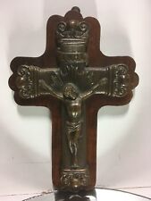 VTG. Bronzed Metal On Wood Commemorative Church Crucifix  picture
