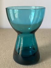Morgantown Peacock Blue Bulb Vase Teal Turquoise Art Glass Vintage Mid Century picture