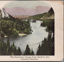 Canada, The Fairholme Range From Banff In Canadian Rockies--Stereoview #LE6 picture
