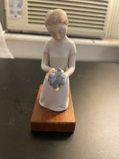 Vintage Cybis Porcelain First Flight Figurine Girl Bird Wood Base PRISTINE picture