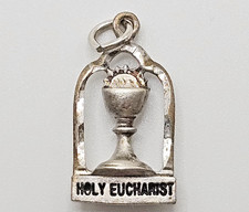 Vintage Sterling Silver Holy Eucharist Charm Pendant First Communion  picture