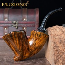MUXIANG Handmade Freehand Pipe Briar Wooden Smooth Tobacco Pipe Ebonite Stem picture