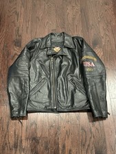 Vintage Harley Davidson HOG Leather Motorcycle Jacket USA Made Black Biker S picture