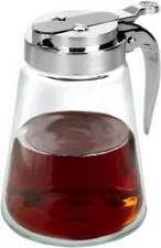 Glass Bottle Syrup Pitcher Honey Maple 12 Ounces, / Chrome picture