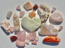 Self-Love & Relationship Crystal Bundle Rose Quartz, Flower Agate, Carnelian lot picture