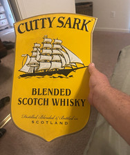 Cutty Sark Scotch Whisky Distillery Advertising Sign - Yellow Black White picture