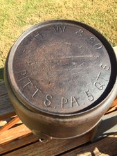 Rare 1800’s A. H. & W. Pitts PA Cast iron 5 quart Kettle Pot 5 qt Pittsburgh AHW picture