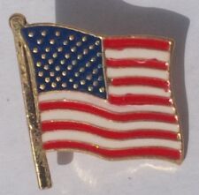 American flag LAPEL PIN with gold butterfly backing USA red white blue pole 1