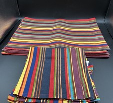 Fiesta Striped Napkins & Placemats 8 Each Colorful 100% Cotton Made In India picture