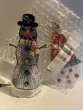 Uno Alla Volta Glass Snowman Lot Frosty Ornament HTF Rare Artisan Hand Fused USA picture