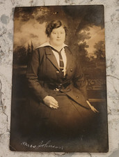 WW1 1910's Real Photo Postcard Woman in Military Uniform Unused 3.5 x 5.5 picture