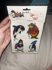 1989 Vintage Official Sea World Chang and His Crew Puffy Sticker Pack Sealed picture