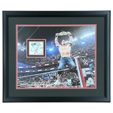 John Cena Autographed Deluxe Framed WWE Grand Slam Champion Floating Mat 16x20 P picture