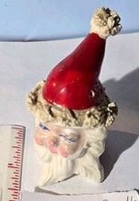 Vintage 1950s Japan Ceramic Santa Head Pepper Shaker Red/White Spaghetti Trim picture
