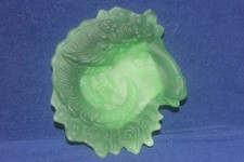 RARE Vintage Tiffin Ram Head Dish, Frosted Satin Green, 1920's picture
