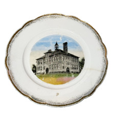 WABENO High School WI WISCONSIN Antique Souvenir China TRINKET DISH PLATE picture