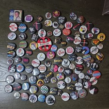 HUGE LOT True Vintage Punk Rock Pinback Button Lot Music Skate Goth Band Pins picture
