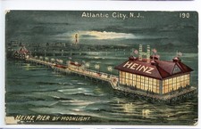 Vintage 1900 Postcard: Heinz Ocean Pier Moonlight Atlantic City NJ Private Mail picture