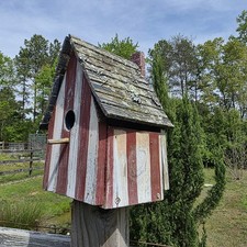 Vintage Distressed Americana Bird House / Fairy Garden Project ( Parts Or... picture