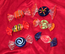 Vintage Lot of (6) Murano Art Glass Wrapped Candy Pieces - Colorful picture