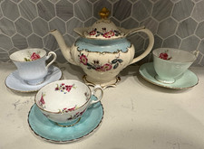 Vintage Sadler Teapot Paragon Harleigh Bone China Floral Tea Set England 7 Piece picture