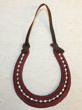 (MP) Deep Red Painted Cast Iron Horseshoe Horse Shoe Wall Decor w/Rhinestones picture