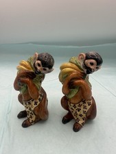 Hollohaza Lynn Chase Monkey Business Porcelain Salt & Pepper Shakers Set Bananas picture