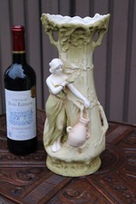 Antique Bohemia Austria Ceramic lady figurine vase picture