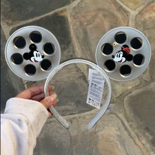 Disney Retro Silver Vintage Movie Film Reel Mickey Minnie Ears Headband new picture