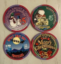 Tropicana Las Vegas $5 Season’s Greeting/Merry Christmas Set Of 4 Casino Chips picture