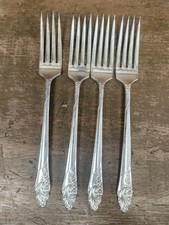 4 Oneida Community EVENING STAR Silver Plate Flatware Dinner Forks 1950s MCM  picture