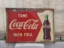RARE EARLY COCA COLA PAINTER SIGN TOME BIEN FRIA COLD SPANISH 28x20 INCHES picture