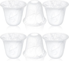 6 Pcs White Alabaster Bell Shaped Glass Lamp Shade Replacement picture
