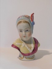 Antique Porcelain Miniature Bust Girl Carl Thieme Pötschappel Dresden 2.5in picture